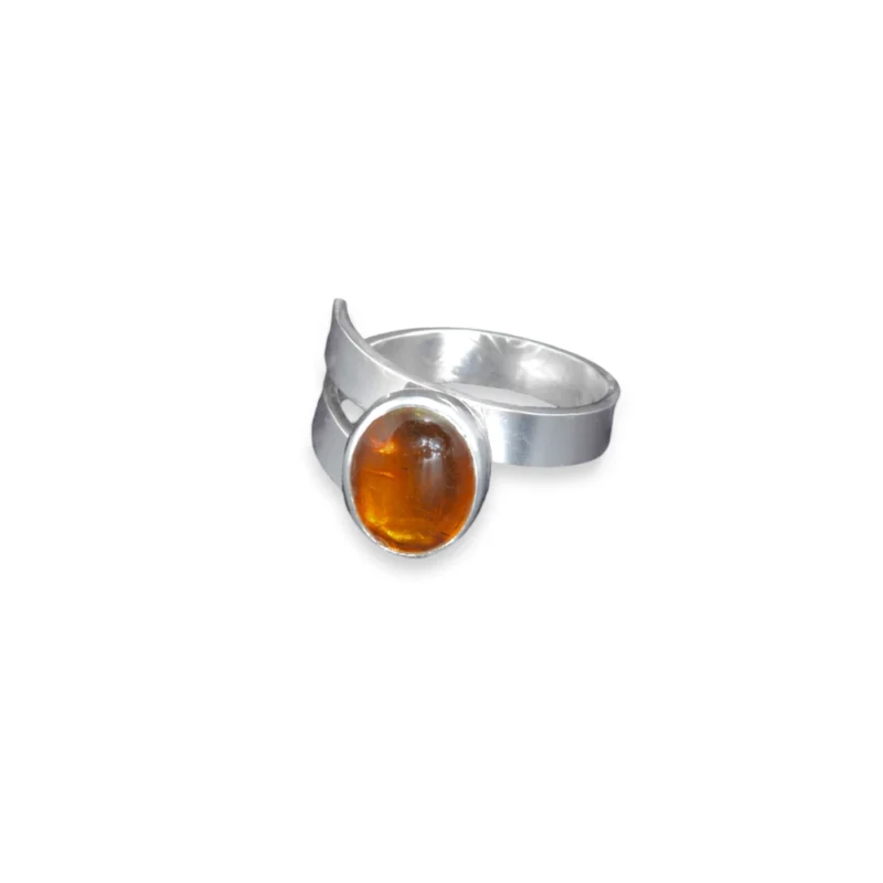 Sterling silver and 10x8mm Amber ring